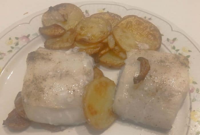 lomos de bacalao con patata y cebolla